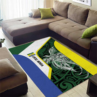 Personalised PNG Morobe Province Area Rug Bird of Paradise Tattoo Flag Motif - Polynesian Pride