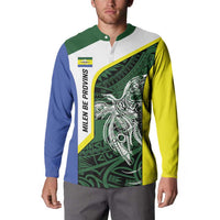 Personalised PNG Morobe Province Button Sweatshirt Bird of Paradise Tattoo Flag Motif LT9 - Polynesian Pride