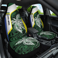 Personalised PNG Morobe Province Car Seat Cover Bird of Paradise Tattoo Flag Motif LT9 One Size Green - Polynesian Pride
