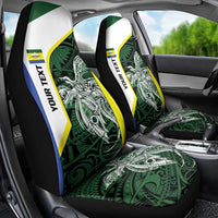 Personalised PNG Morobe Province Car Seat Cover Bird of Paradise Tattoo Flag Motif LT9 - Polynesian Pride