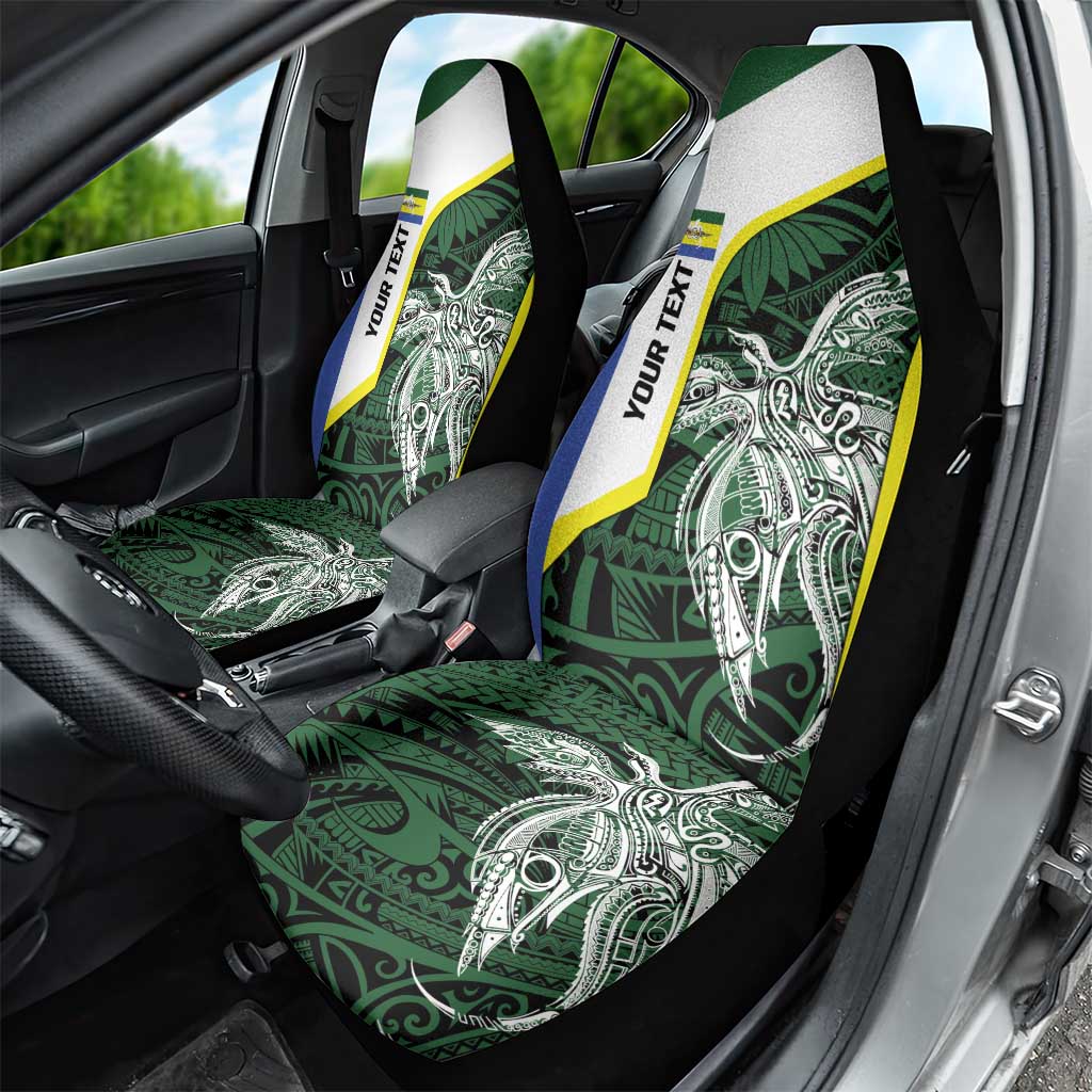 Personalised PNG Morobe Province Car Seat Cover Bird of Paradise Tattoo Flag Motif LT9 - Polynesian Pride