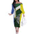 Personalised PNG Morobe Province Family Matching Off The Shoulder Long Sleeve Dress and Hawaiian Shirt Bird of Paradise Tattoo Flag Motif - Polynesian Pride