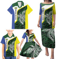 Personalised PNG Morobe Province Family Matching Puletasi and Hawaiian Shirt Bird of Paradise Tattoo Flag Motif LT9 - Polynesian Pride