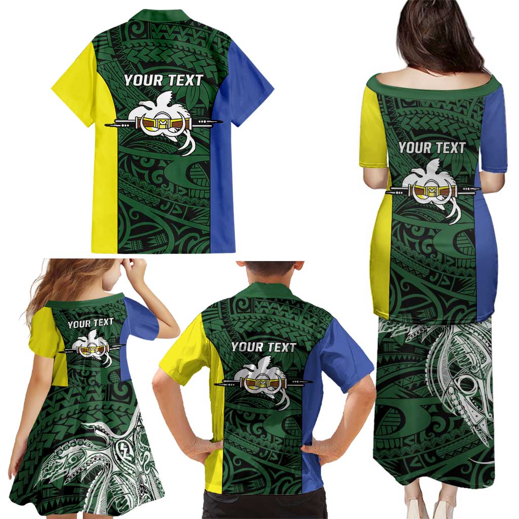 Personalised PNG Morobe Province Family Matching Puletasi and Hawaiian Shirt Bird of Paradise Tattoo Flag Motif LT9 - Polynesian Pride