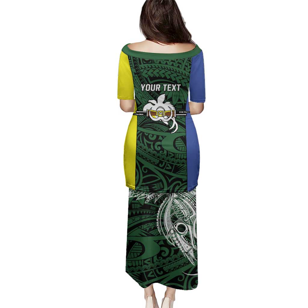 Personalised PNG Morobe Province Family Matching Puletasi and Hawaiian Shirt Bird of Paradise Tattoo Flag Motif LT9 - Polynesian Pride