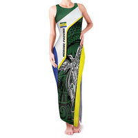 Personalised PNG Morobe Province Family Matching Tank Maxi Dress and Hawaiian Shirt Bird of Paradise Tattoo Flag Motif LT9 Mom's Dress Green - Polynesian Pride