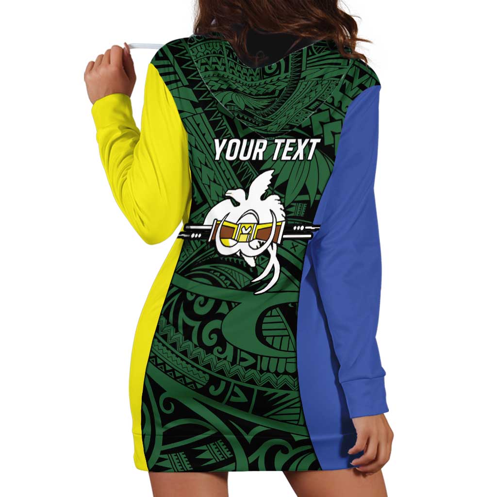 Personalised PNG Morobe Province Hoodie Dress Bird of Paradise Tattoo Flag Motif LT9 - Polynesian Pride
