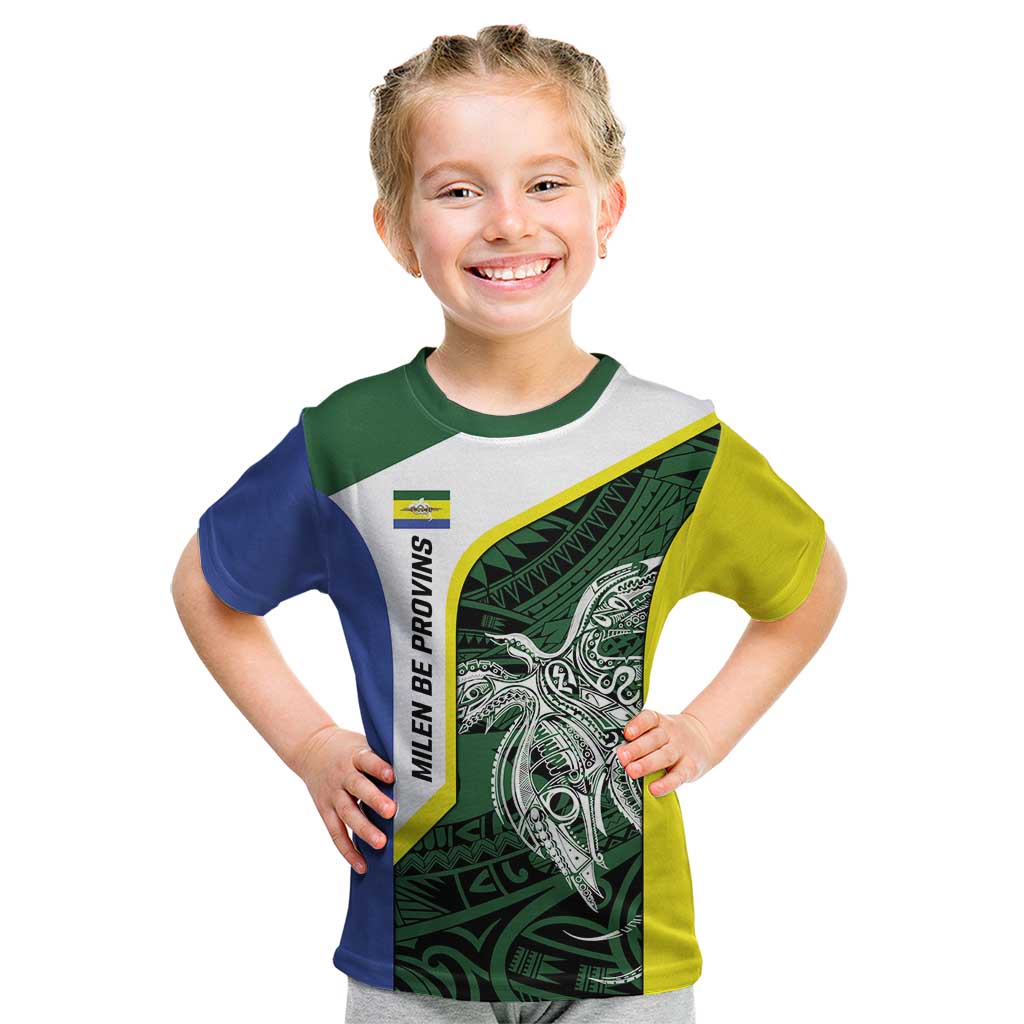 Personalised PNG Morobe Province Kid T Shirt Bird of Paradise Tattoo Flag Motif LT9 Green - Polynesian Pride