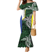 Personalised PNG Morobe Province Mermaid Dress Bird of Paradise Tattoo Flag Motif LT9 Women Green - Polynesian Pride