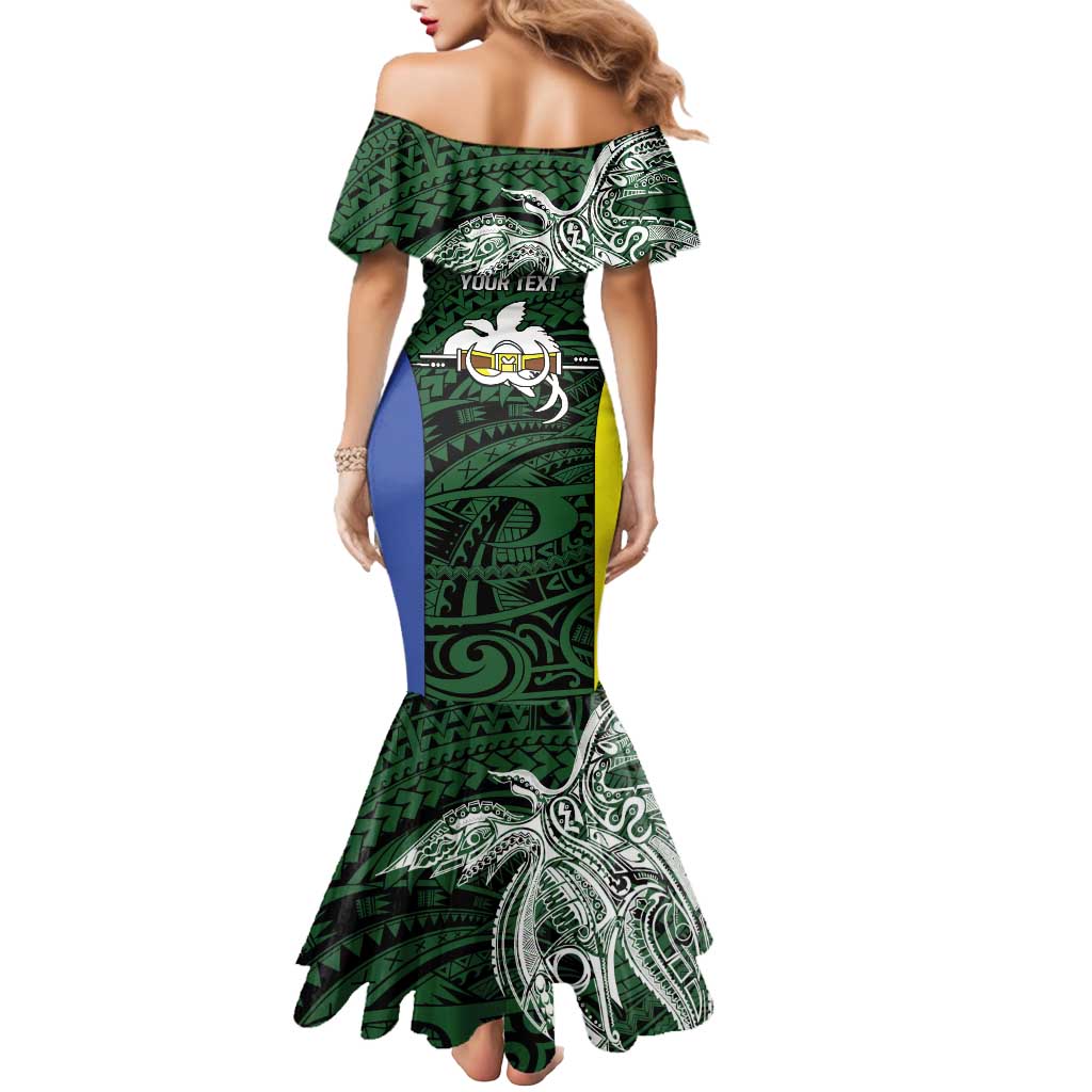 Personalised PNG Morobe Province Mermaid Dress Bird of Paradise Tattoo Flag Motif LT9 - Polynesian Pride