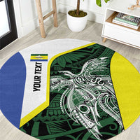 Personalised PNG Morobe Province Round Carpet Bird of Paradise Tattoo Flag Motif - Polynesian Pride