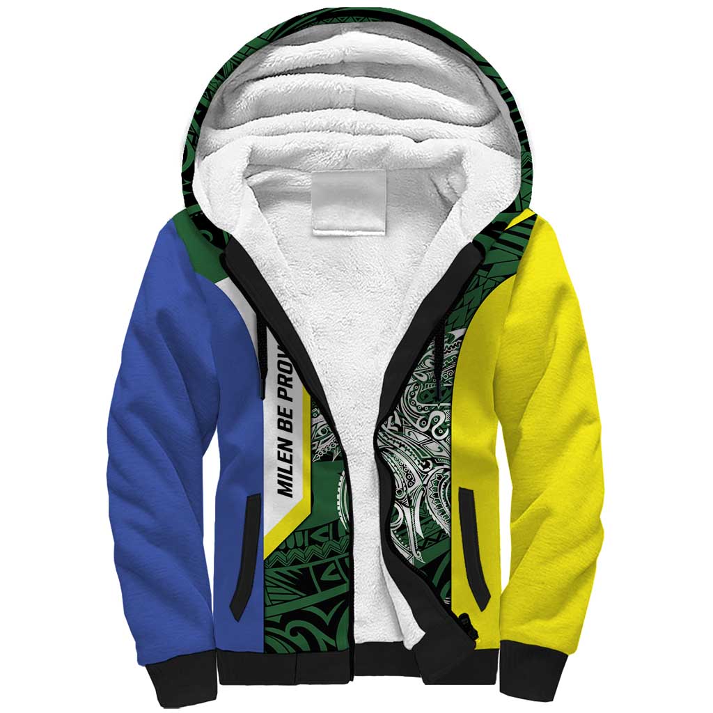 Personalised PNG Morobe Province Sherpa Hoodie Bird of Paradise Tattoo Flag Motif - Polynesian Pride