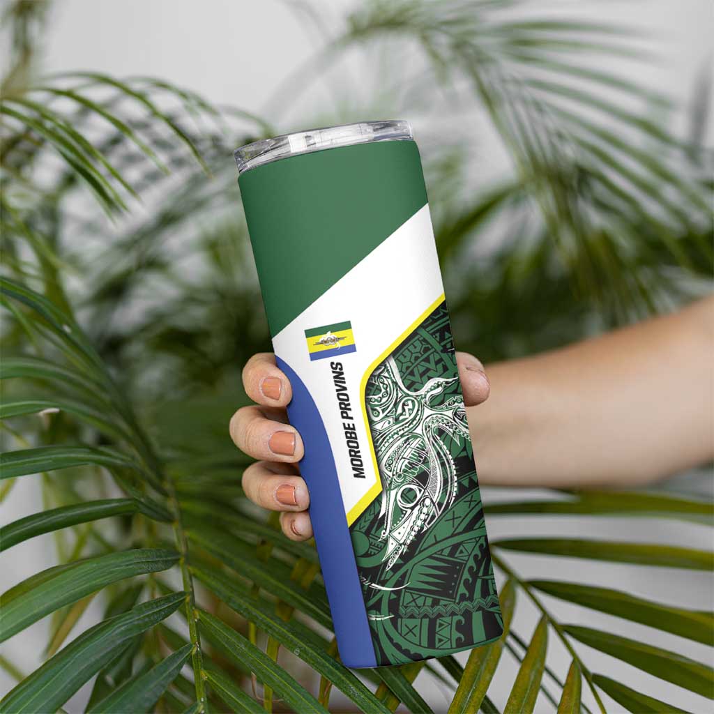 Personalised PNG Morobe Province Skinny Tumbler Bird of Paradise Tattoo Flag Motif LT9 - Polynesian Pride