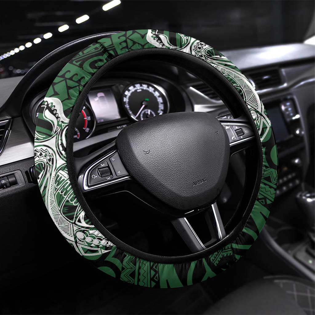PNG Morobe Province Steering Wheel Cover Bird of Paradise Tattoo Flag Motif - Polynesian Pride