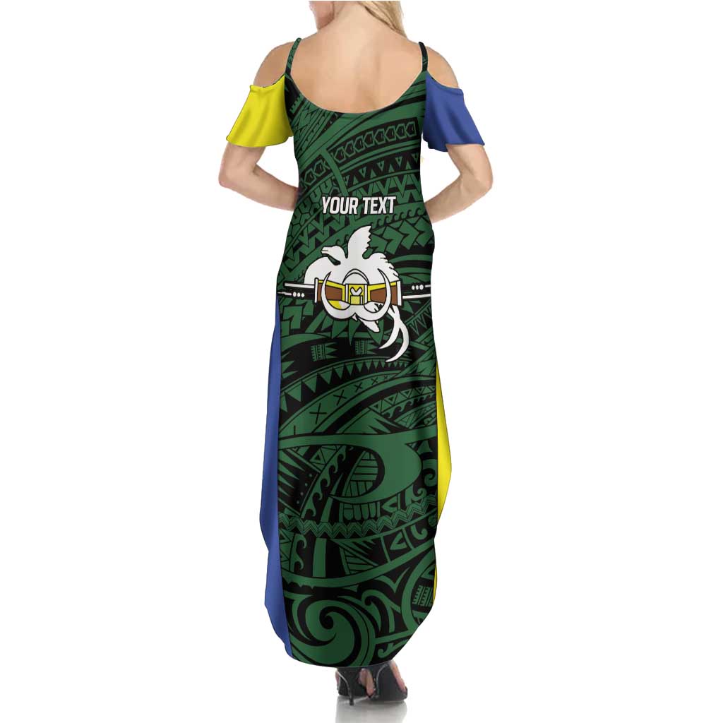 Personalised PNG Morobe Province Summer Maxi Dress Bird of Paradise Tattoo Flag Motif LT9 - Polynesian Pride