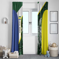 Personalised PNG Morobe Province Window Curtain Bird of Paradise Tattoo Flag Motif - Polynesian Pride