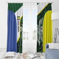 Personalised PNG Morobe Province Window Curtain Bird of Paradise Tattoo Flag Motif - Polynesian Pride