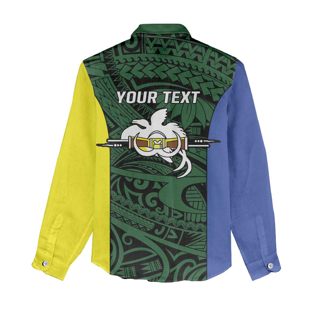 Personalised PNG Morobe Province Women Casual Shirt Bird of Paradise Tattoo Flag Motif LT9 - Polynesian Pride