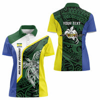 Personalised PNG Morobe Province Women Polo Shirt Bird of Paradise Tattoo Flag Motif LT9 - Polynesian Pride