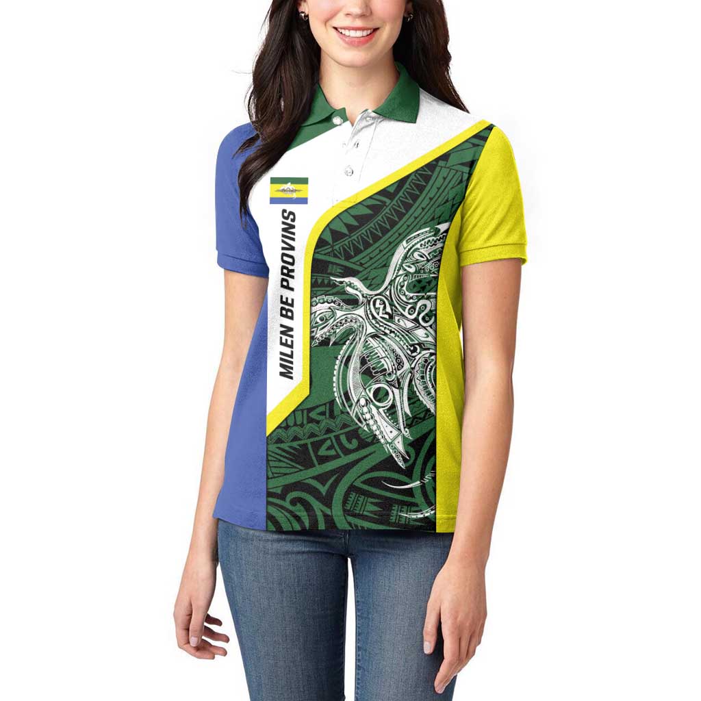 Personalised PNG Morobe Province Women Polo Shirt Bird of Paradise Tattoo Flag Motif LT9 - Polynesian Pride