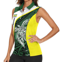 Personalised PNG Morobe Province Women Sleeveless Polo Shirt Bird of Paradise Tattoo Flag Motif LT9 - Polynesian Pride