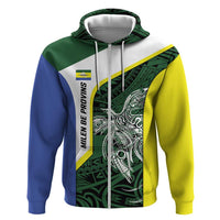 Personalised PNG Morobe Province Zip Hoodie Bird of Paradise Tattoo Flag Motif LT9 Zip Hoodie Green - Polynesian Pride