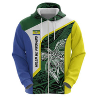 Personalised PNG Morobe Province Zip Hoodie Bird of Paradise Tattoo Flag Motif LT9 - Polynesian Pride