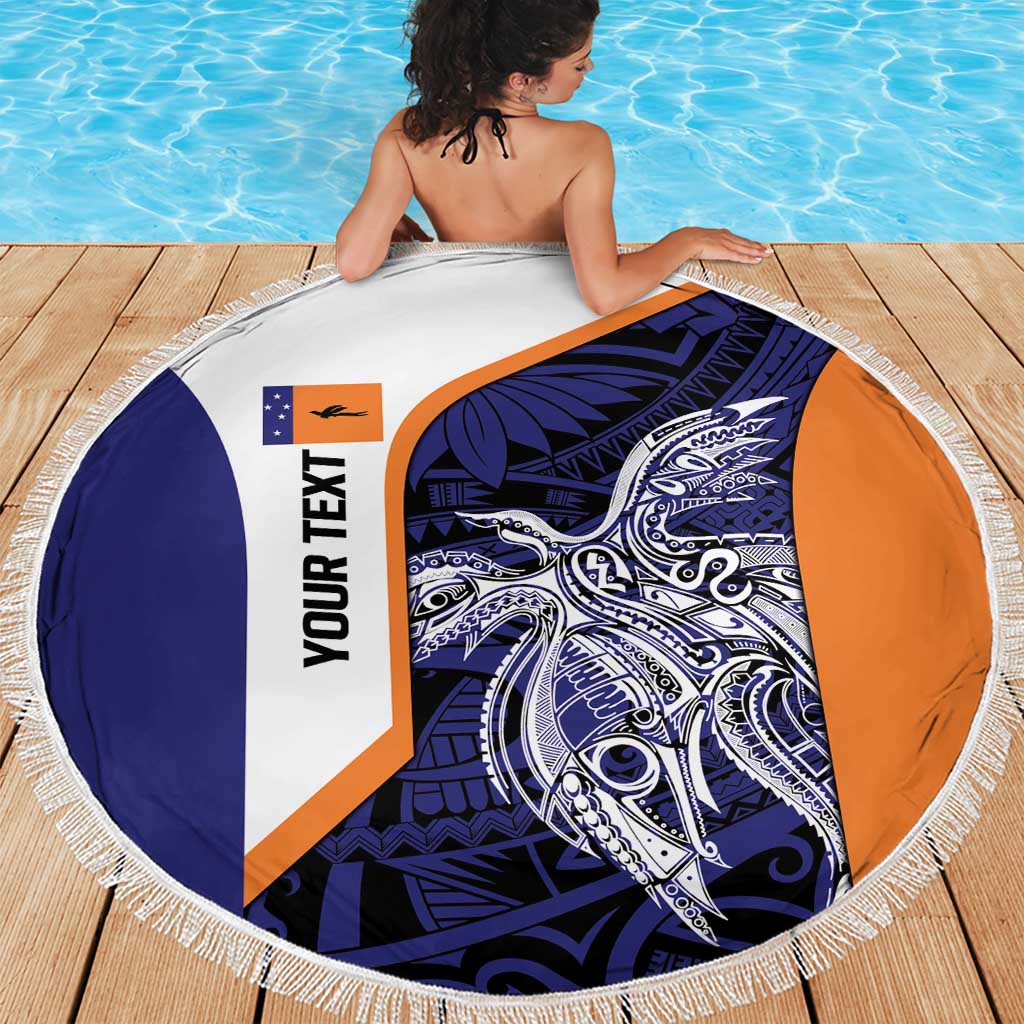Personalised PNG New Ireland Beach Blanket Bird of Paradise Tattoo Flag Motif - Polynesian Pride