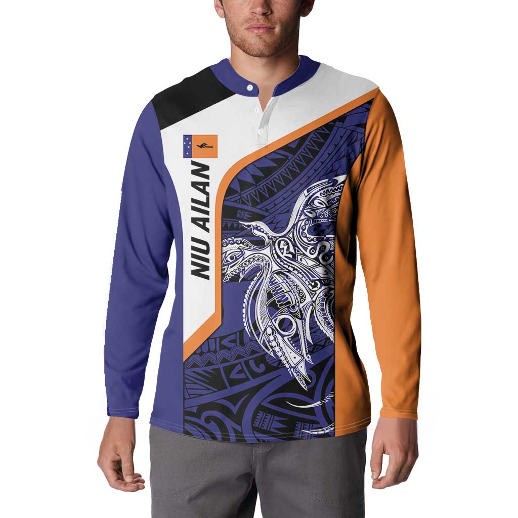 Personalised PNG New Ireland Button Sweatshirt Bird of Paradise Tattoo Flag Motif - Polynesian Pride