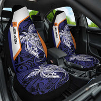 Personalised PNG New Ireland Car Seat Cover Bird of Paradise Tattoo Flag Motif LT9 One Size Orange - Polynesian Pride