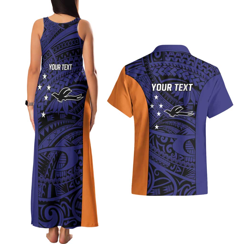 Personalised PNG New Ireland Couples Matching Tank Maxi Dress and Hawaiian Shirt Bird of Paradise Tattoo Flag Motif LT9 - Polynesian Pride