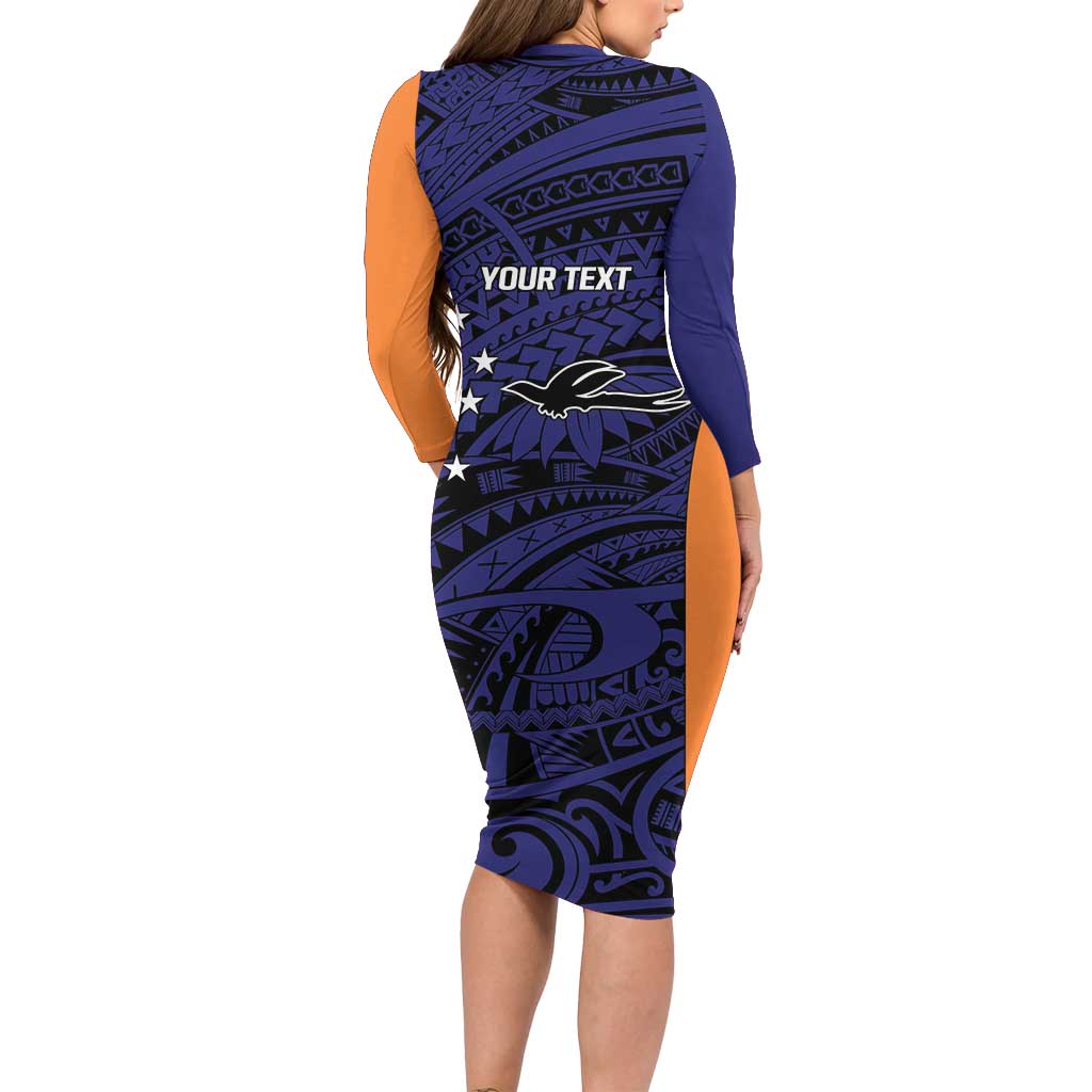 Personalised PNG New Ireland Family Matching Long Sleeve Bodycon Dress and Hawaiian Shirt Bird of Paradise Tattoo Flag Motif LT9 - Polynesian Pride