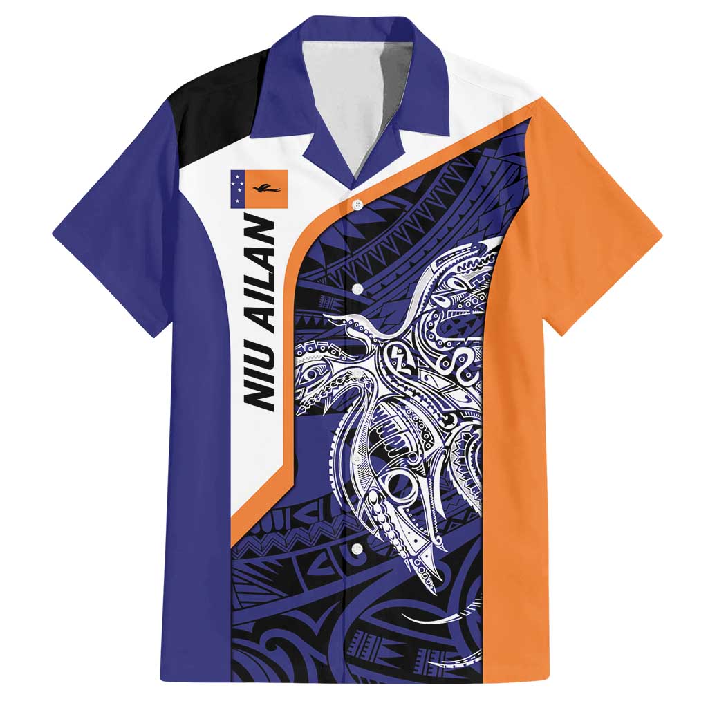 Personalised PNG New Ireland Family Matching Summer Maxi Dress and Hawaiian Shirt Bird of Paradise Tattoo Flag Motif LT9 Dad's Shirt - Short Sleeve Orange - Polynesian Pride