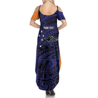 Personalised PNG New Ireland Family Matching Summer Maxi Dress and Hawaiian Shirt Bird of Paradise Tattoo Flag Motif LT9 - Polynesian Pride