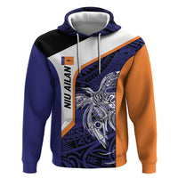 Personalised PNG New Ireland Hoodie Bird of Paradise Tattoo Flag Motif LT9 Pullover Hoodie Orange - Polynesian Pride