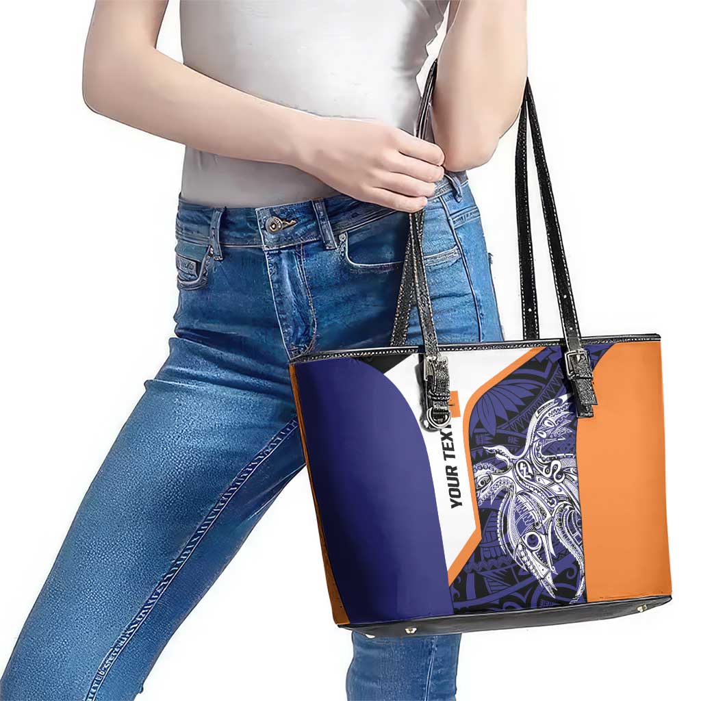 Personalised PNG New Ireland Leather Tote Bag Bird of Paradise Tattoo Flag Motif LT9 - Polynesian Pride
