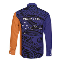 Personalised PNG New Ireland Long Sleeve Button Shirt Bird of Paradise Tattoo Flag Motif LT9 - Polynesian Pride