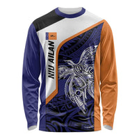 Personalised PNG New Ireland Long Sleeve Shirt Bird of Paradise Tattoo Flag Motif LT9 Unisex Orange - Polynesian Pride