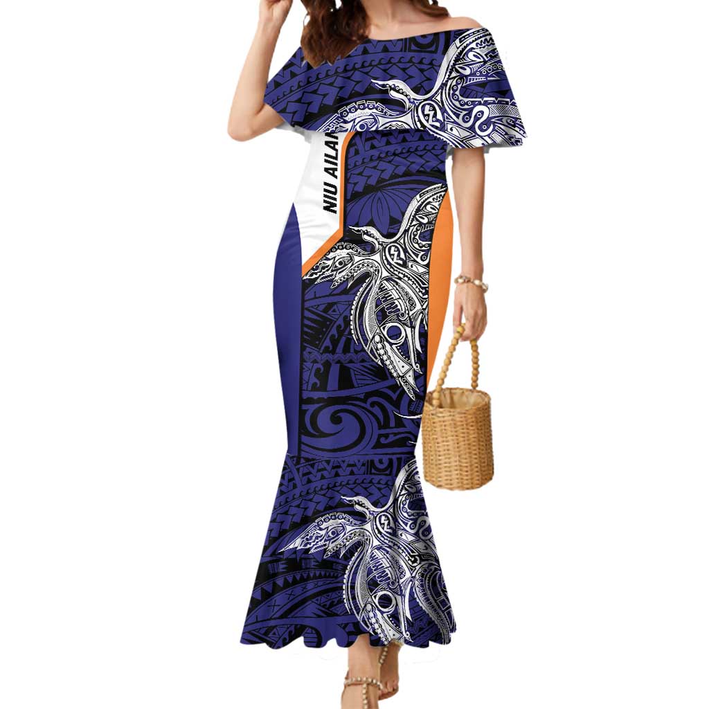 Personalised PNG New Ireland Mermaid Dress Bird of Paradise Tattoo Flag Motif LT9 Women Orange - Polynesian Pride