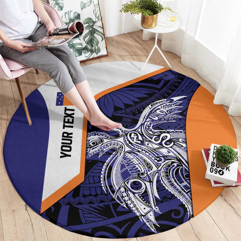 Personalised PNG New Ireland Round Carpet Bird of Paradise Tattoo Flag Motif - Polynesian Pride
