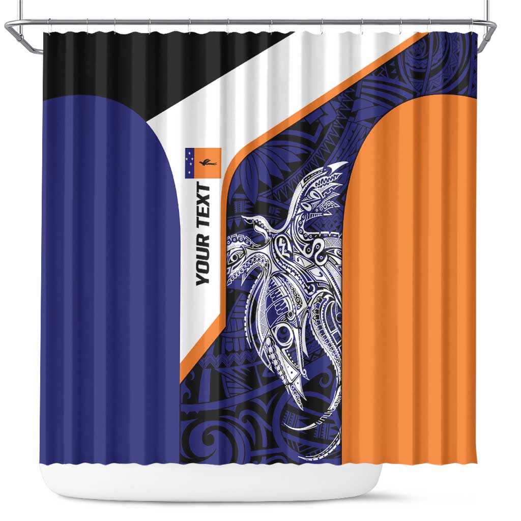 Personalised PNG New Ireland Shower Curtain Bird of Paradise Tattoo Flag Motif LT9 Orange - Polynesian Pride