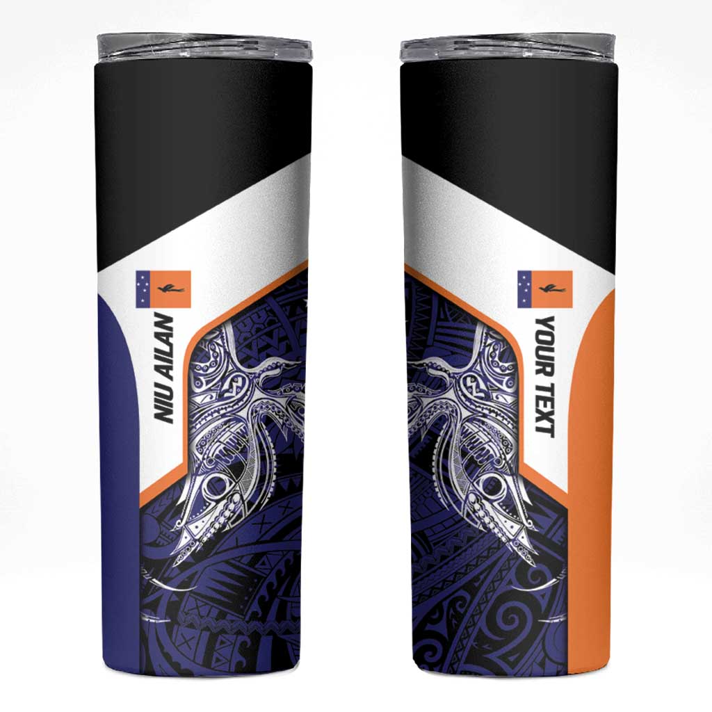 Personalised PNG New Ireland Skinny Tumbler Bird of Paradise Tattoo Flag Motif LT9 Orange - Polynesian Pride