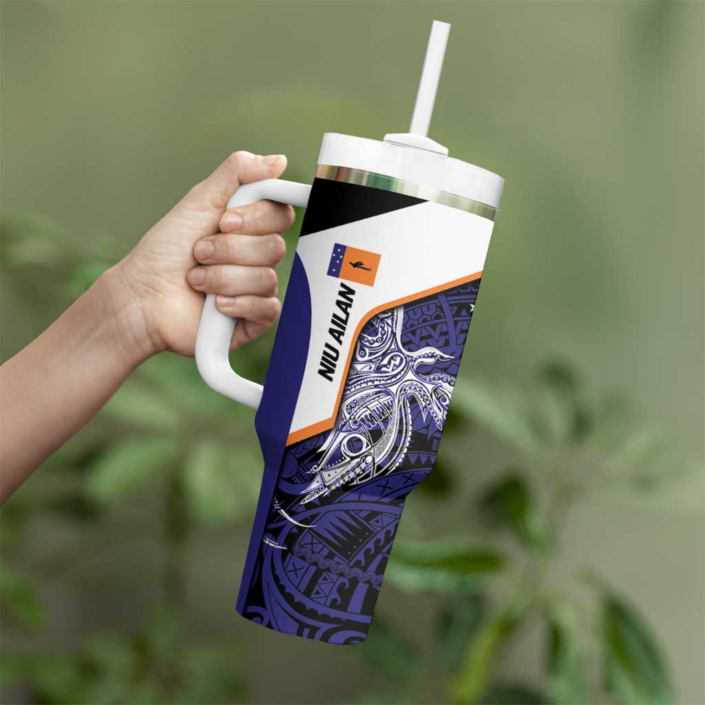 Personalised PNG New Ireland Tumbler With Handle Bird of Paradise Tattoo Flag Motif LT9 - Polynesian Pride