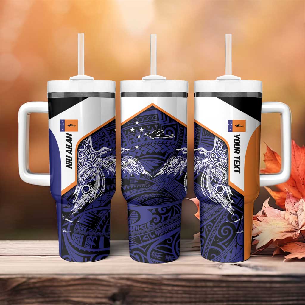 Personalised PNG New Ireland Tumbler With Handle Bird of Paradise Tattoo Flag Motif LT9 - Polynesian Pride