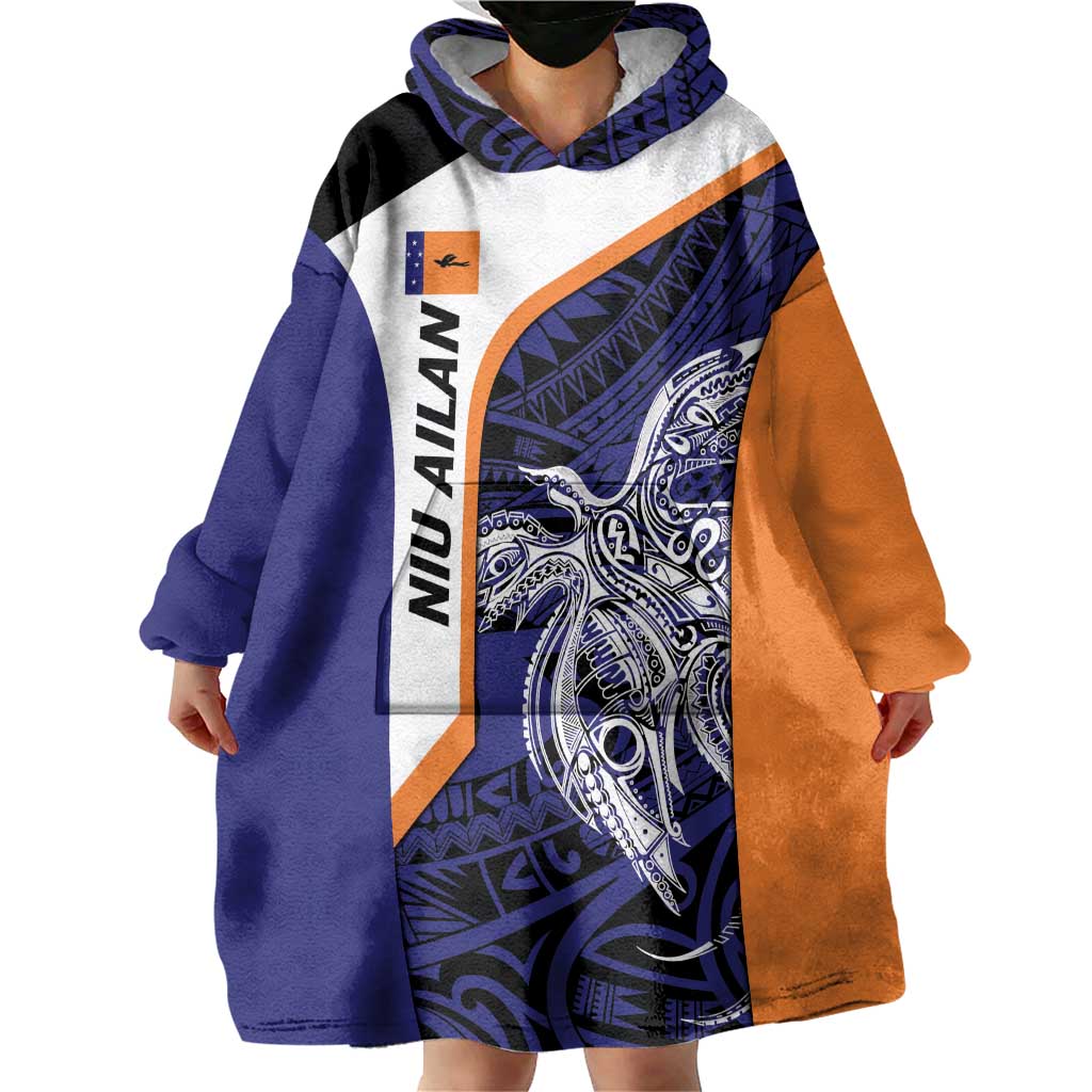 Personalised PNG New Ireland Wearable Blanket Hoodie Bird of Paradise Tattoo Flag Motif LT9 - Polynesian Pride