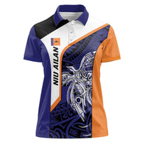 Personalised PNG New Ireland Women Polo Shirt Bird of Paradise Tattoo Flag Motif LT9 Female Orange - Polynesian Pride