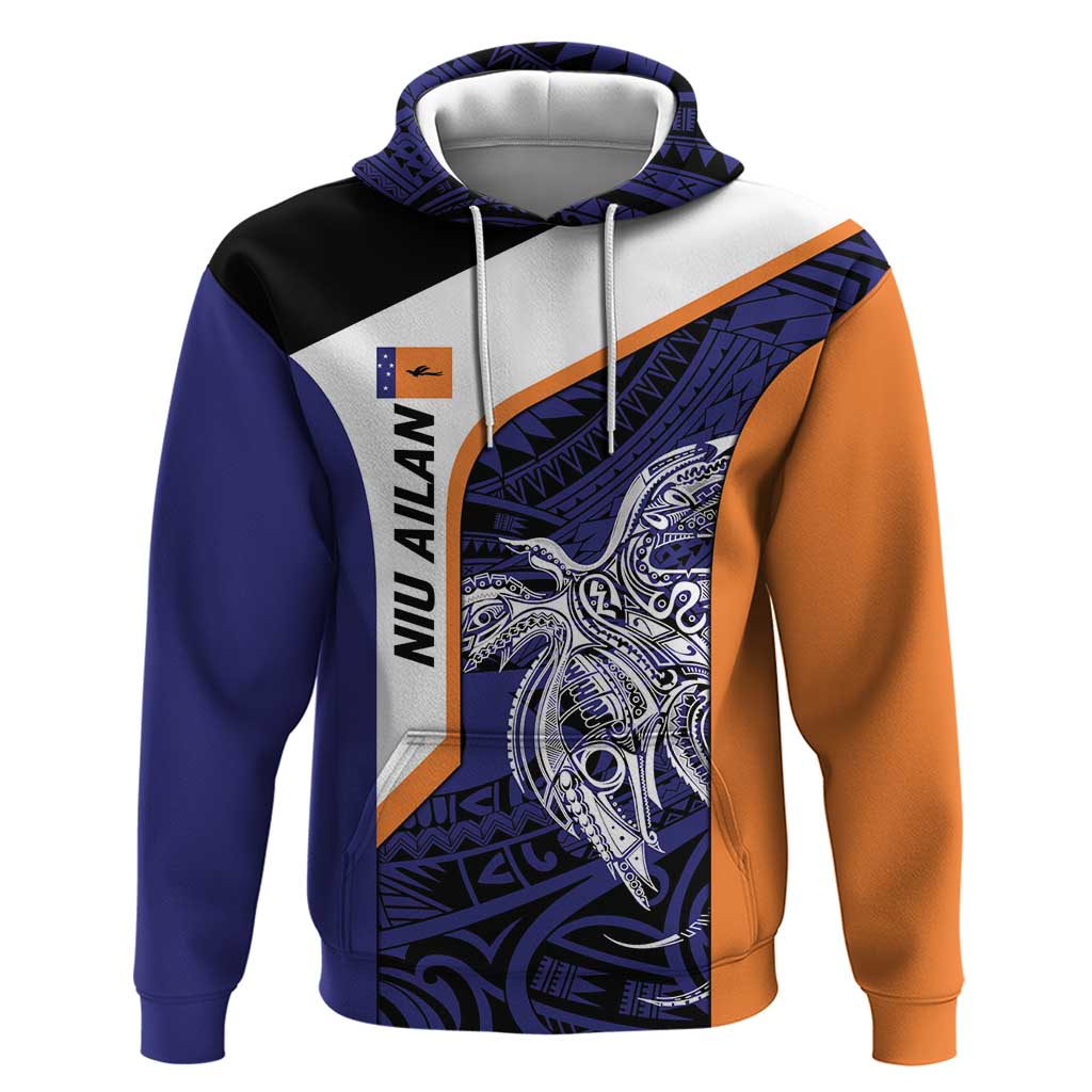 Personalised PNG New Ireland Zip Hoodie Bird of Paradise Tattoo Flag Motif LT9 Pullover Hoodie Orange - Polynesian Pride