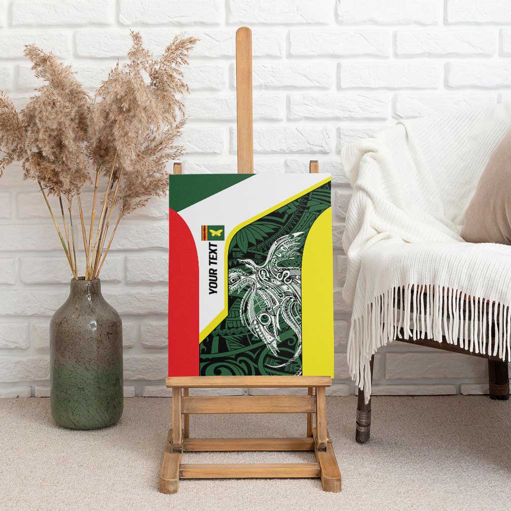 Personalised PNG Oro Province Canvas Wall Art Bird of Paradise Tattoo Flag Motif - Polynesian Pride