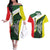 Personalised PNG Oro Province Couples Matching Off The Shoulder Long Sleeve Dress and Hawaiian Shirt Bird of Paradise Tattoo Flag Motif - Polynesian Pride