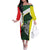 Personalised PNG Oro Province Family Matching Off The Shoulder Long Sleeve Dress and Hawaiian Shirt Bird of Paradise Tattoo Flag Motif - Polynesian Pride
